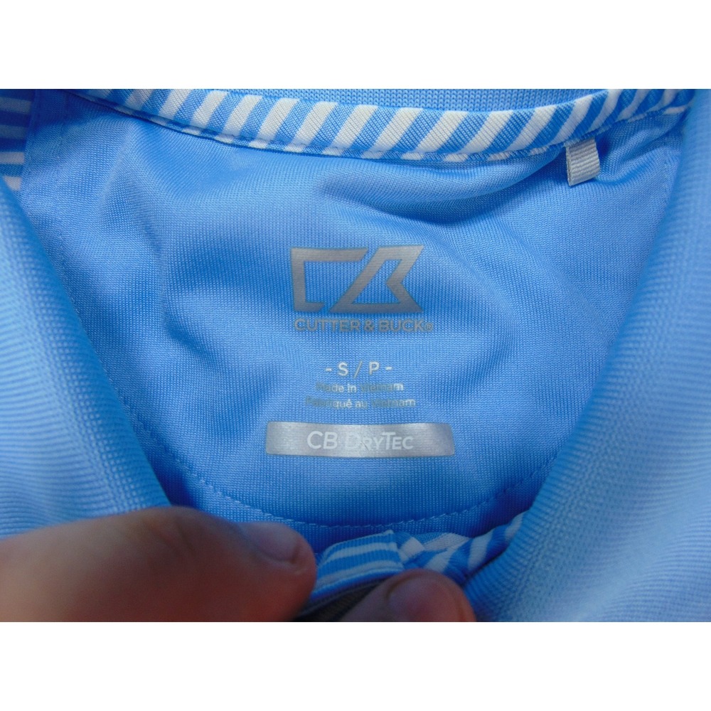 Auburn Tigers Polo Mens Small Blue Striped Cutter & Buck Performance - Picture 8 of 9